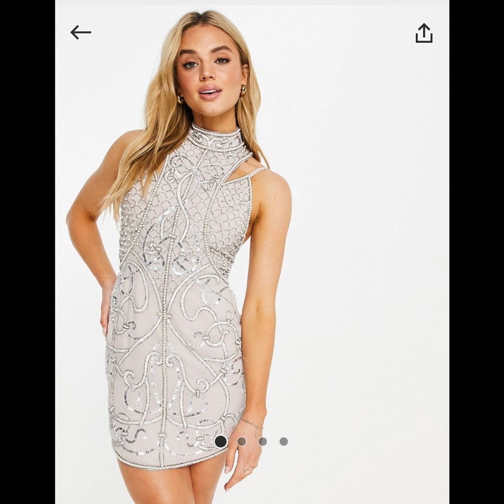 ASOS DESIGN high neck embellished mini dress with cami insert